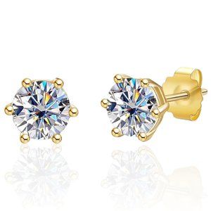 Certified 4ct. t.w. Diamond Stud Earrings 18k Gold over Italy Silver